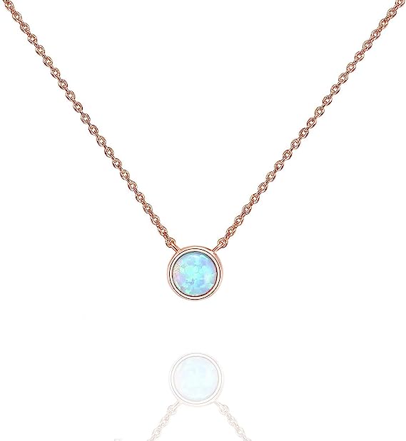 14K Gold Plated Created Opal Necklace | Opal Necklaces for Women