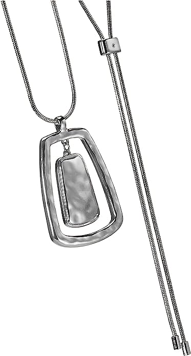 Women's Silvertone Adjustable Pendant Necklace, 36" L
