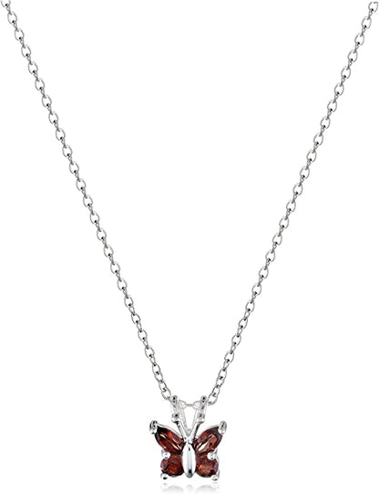 Sterling Silver Gemstone Butterfly Pendant Necklace, 18"
